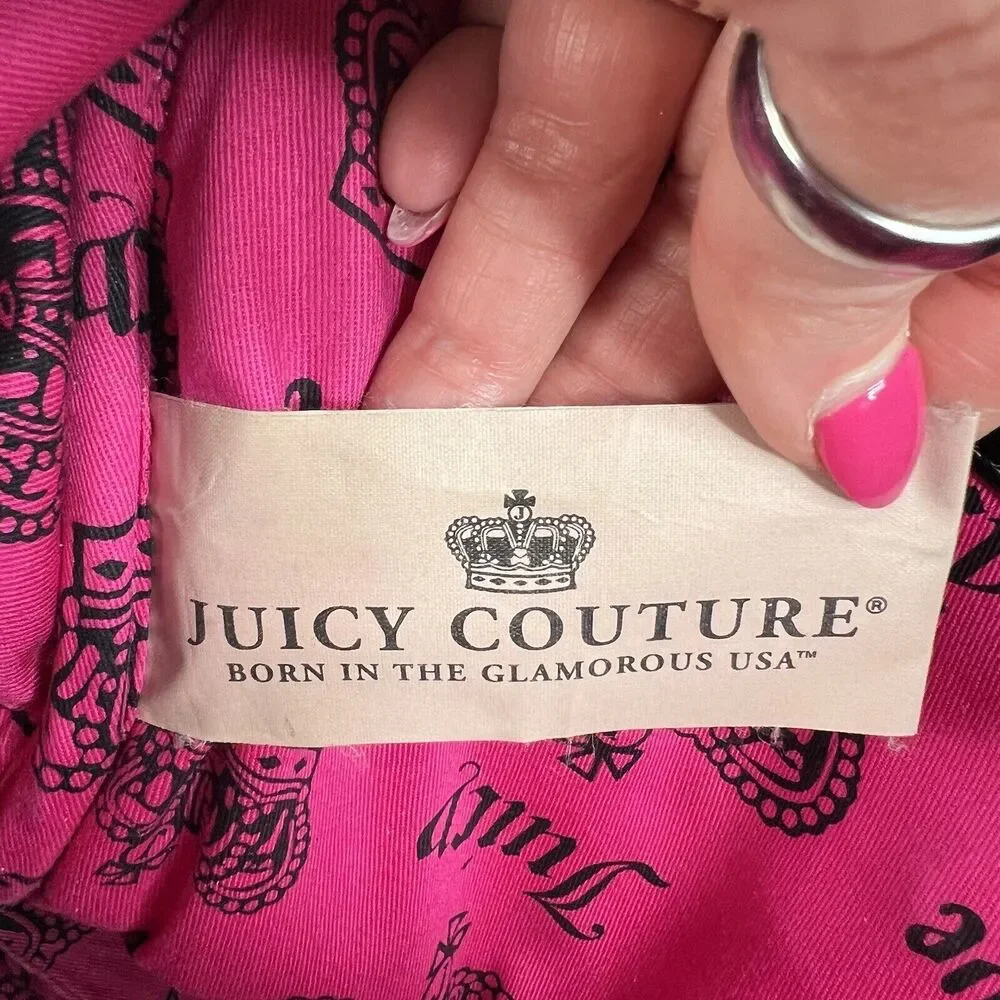 Y2K‎ Vintage JUICY COUTURE Black Velour Backpack Bookbag Weekend Bag Travel